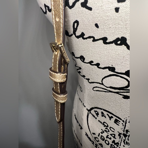 MICHAEL KORS Gold Saffiano Metal Studded Sandrine Large Tote Crossbody - Picture 3 of 10